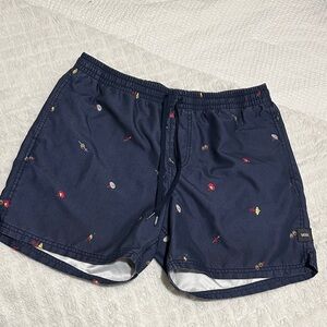 Vans Navy Swim Shorts with Colorful pattern. Size medium